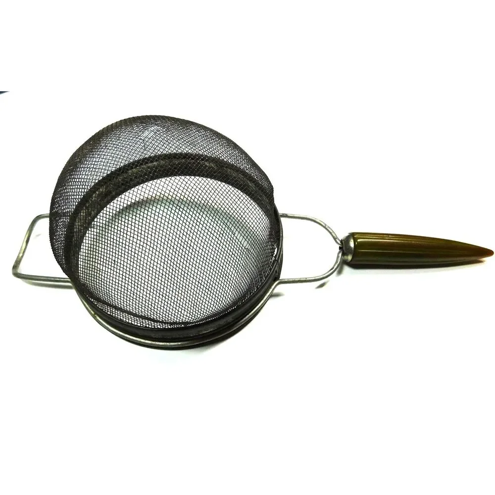 Vintage Bakelite Green Handle Strainer Metal Sifter 12 inch Large